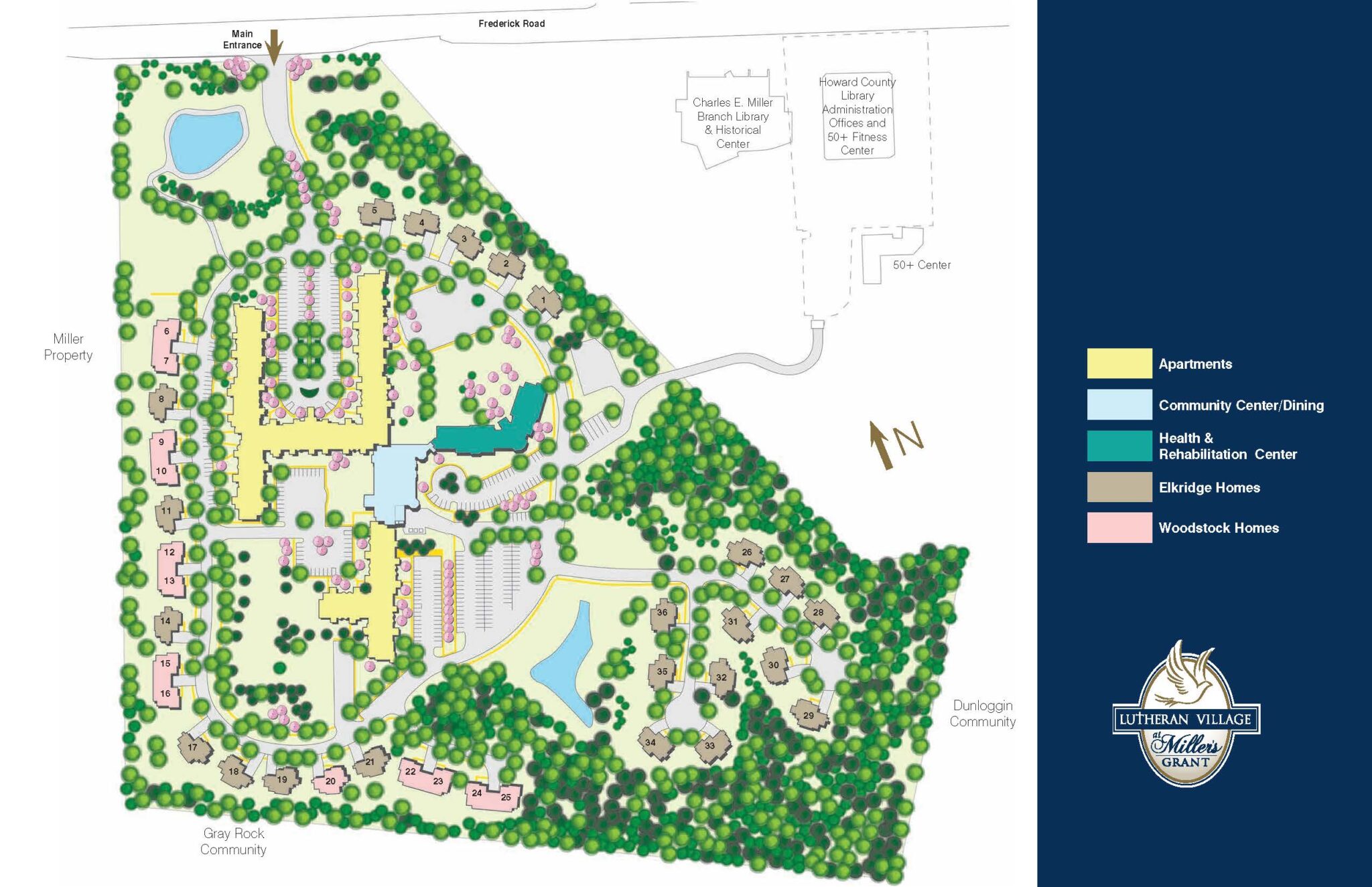 A community map of Lutheran Village at Miller's Grant.